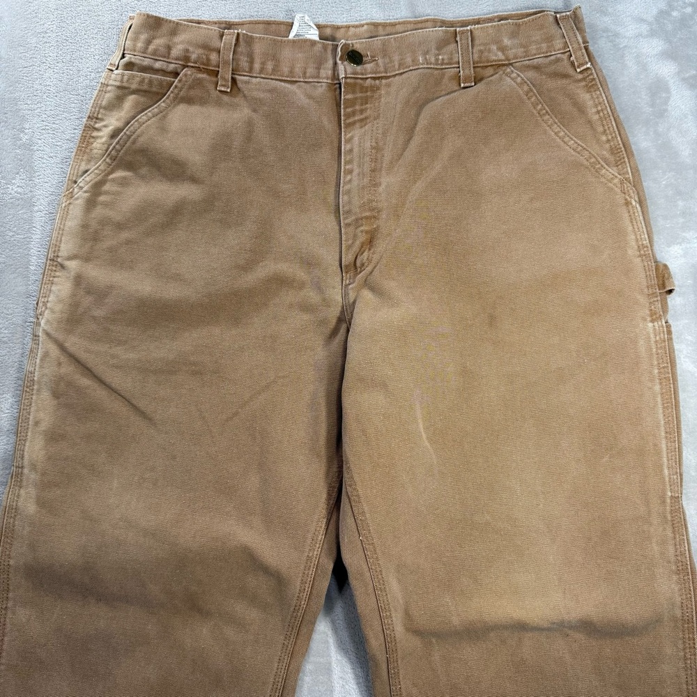 Vintage Carhartt B11 Brn Canvas Carpenter Pants Men's Sz 36x32 USA Made - Picture 2 of 11